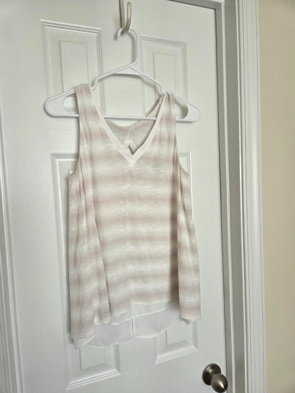 WHBM Tan and White Tank Top, Size XS